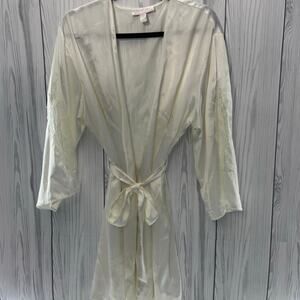 Women Oscar de la Renta Pink Label White Lace Robe L  Bridal Intimates Sexy
